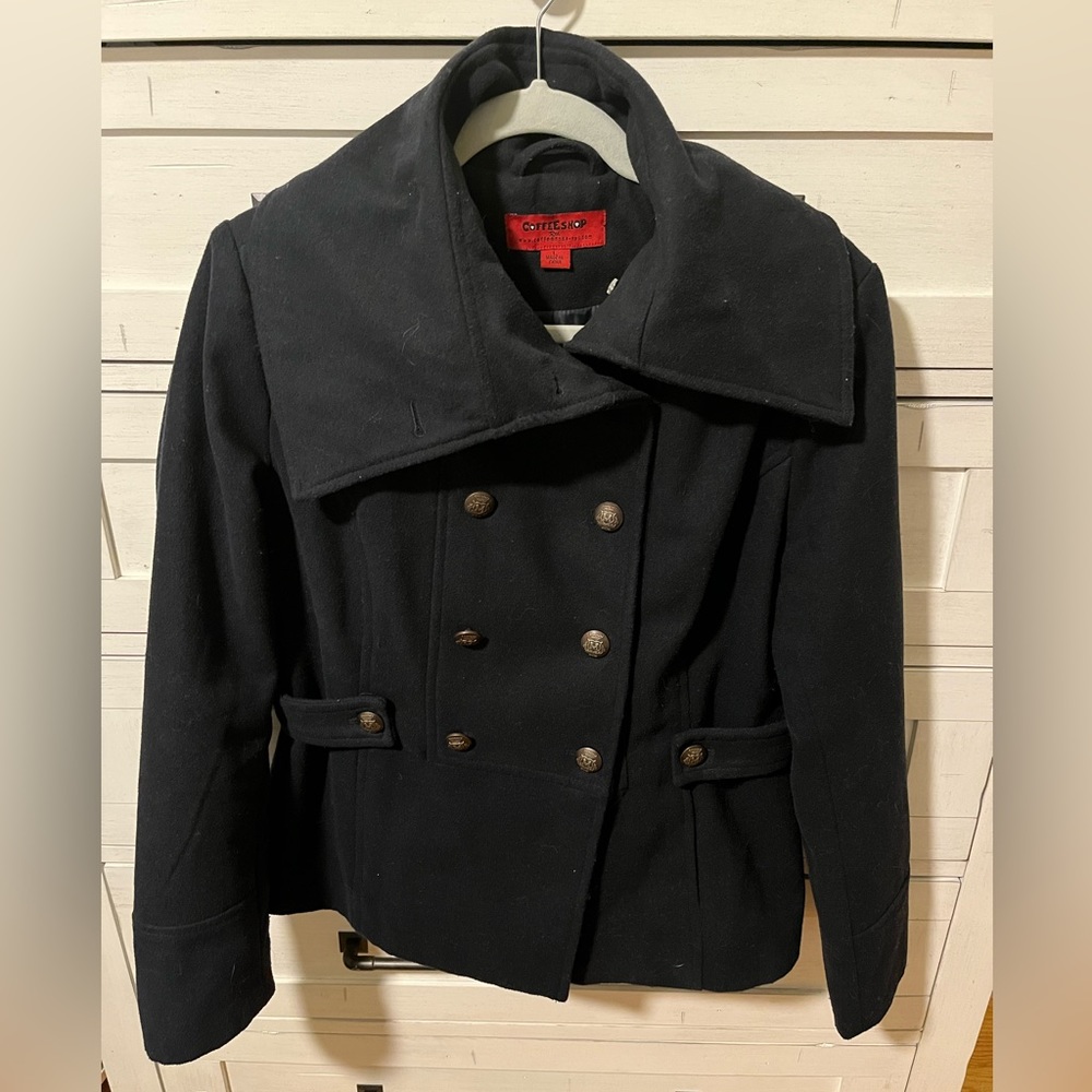 Coffee shop Dark Blue Wool Peacoat
